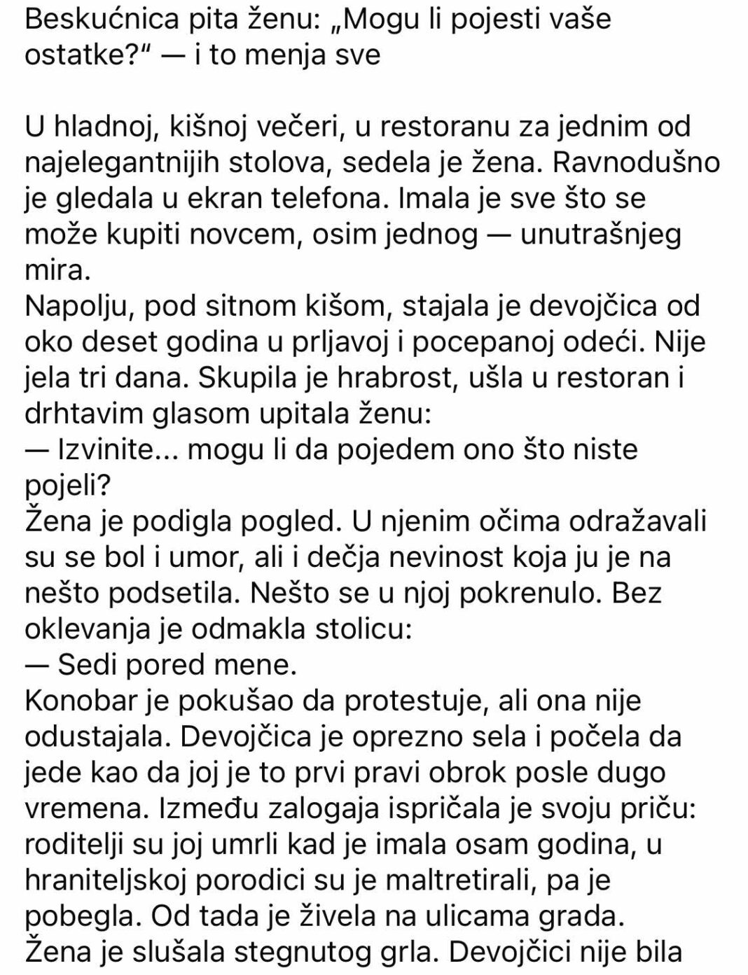 Devojka u restoranu moli ženu da podeli hranu — i taj susret zauvek menja njihove živote. - featured image